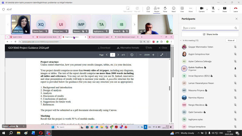BDU-da məzun seminarı: “Ali təhsildə təlim-tədris prosesinin təkmilləşdirilməsi” BDU-da məzun seminarı: “Ali təhsildə təlim-tədris prosesinin təkmilləşdirilməsi”